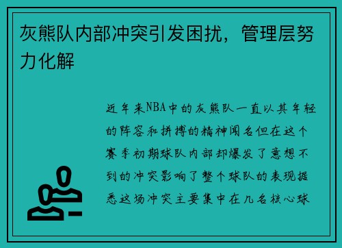 灰熊队内部冲突引发困扰，管理层努力化解